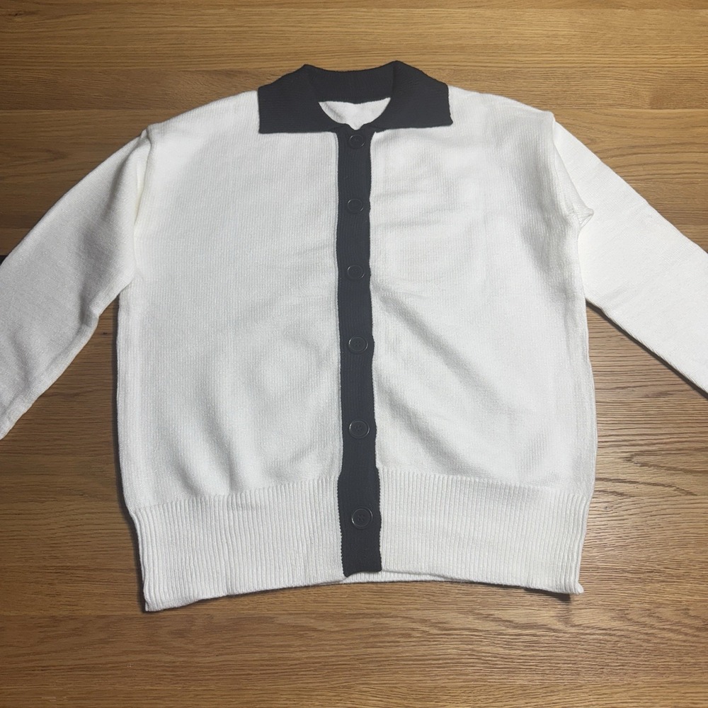 NEW Women's Black & White Soft Cardigan - Size Medium